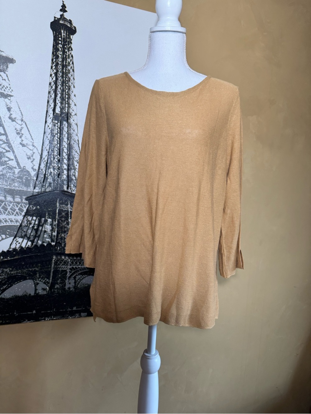 J. Jill Camel Knit Scoop-Neck Pullover